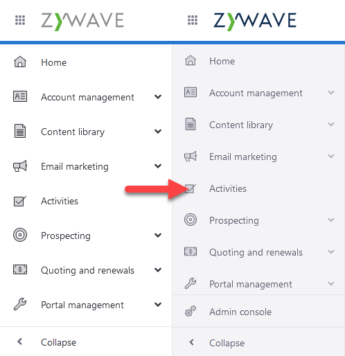 Before and after ZUI Shell Nav received some subtle visual updates